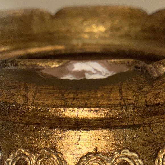 VINTAGE ITALIAN FLORENTINE GOLD GILT POTTERY PLANTER - ITALY - Picture 7 of 8